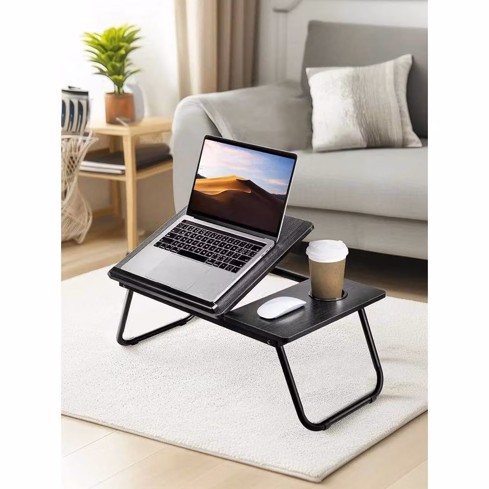 Kelvenix Black Adjustable and Foldable Bamboo Laptop Desk with Tilting Top – 3