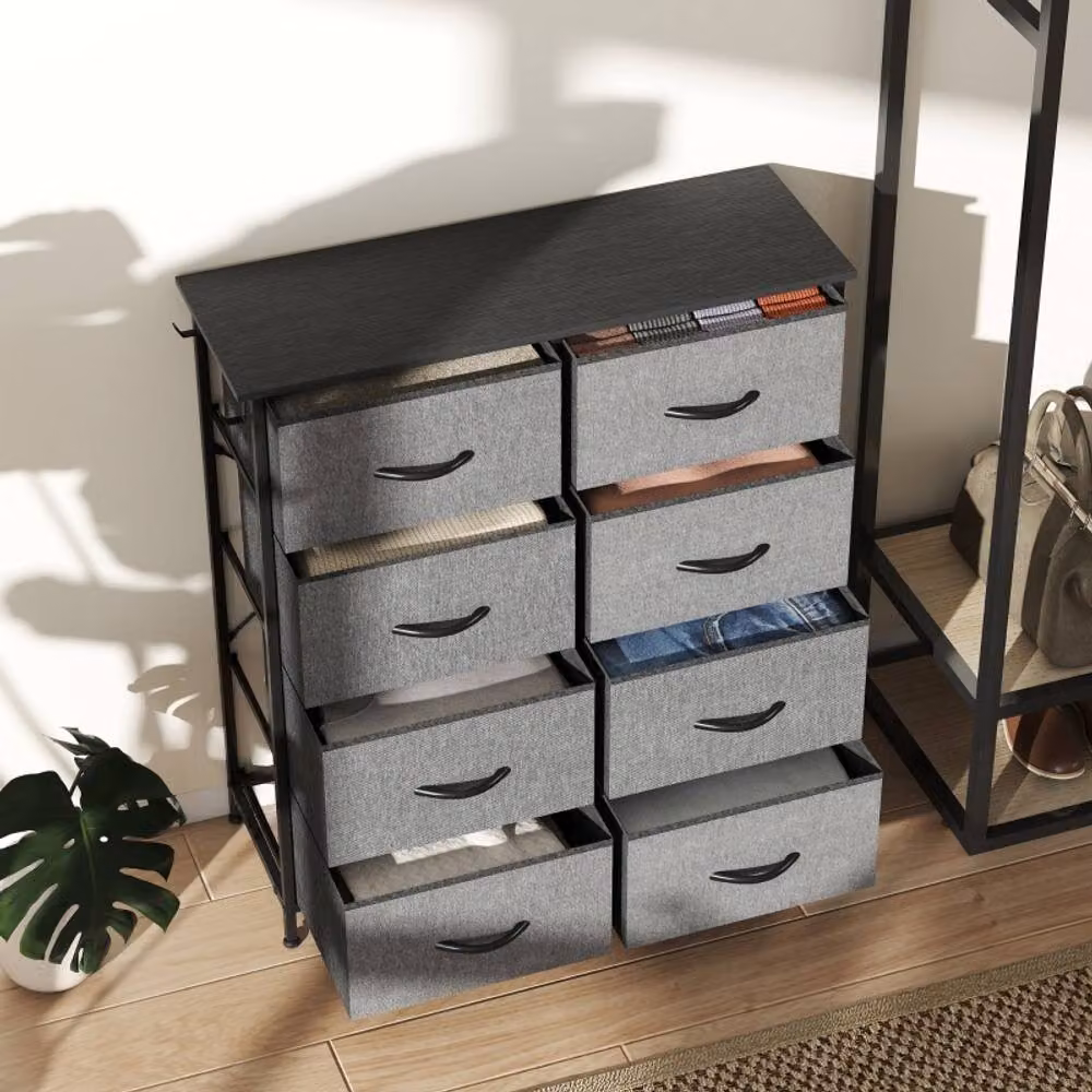STILVORA 8-Drawer Chest of Drawers with Metal Frame in Charcoal Grey and Anthracite – 2