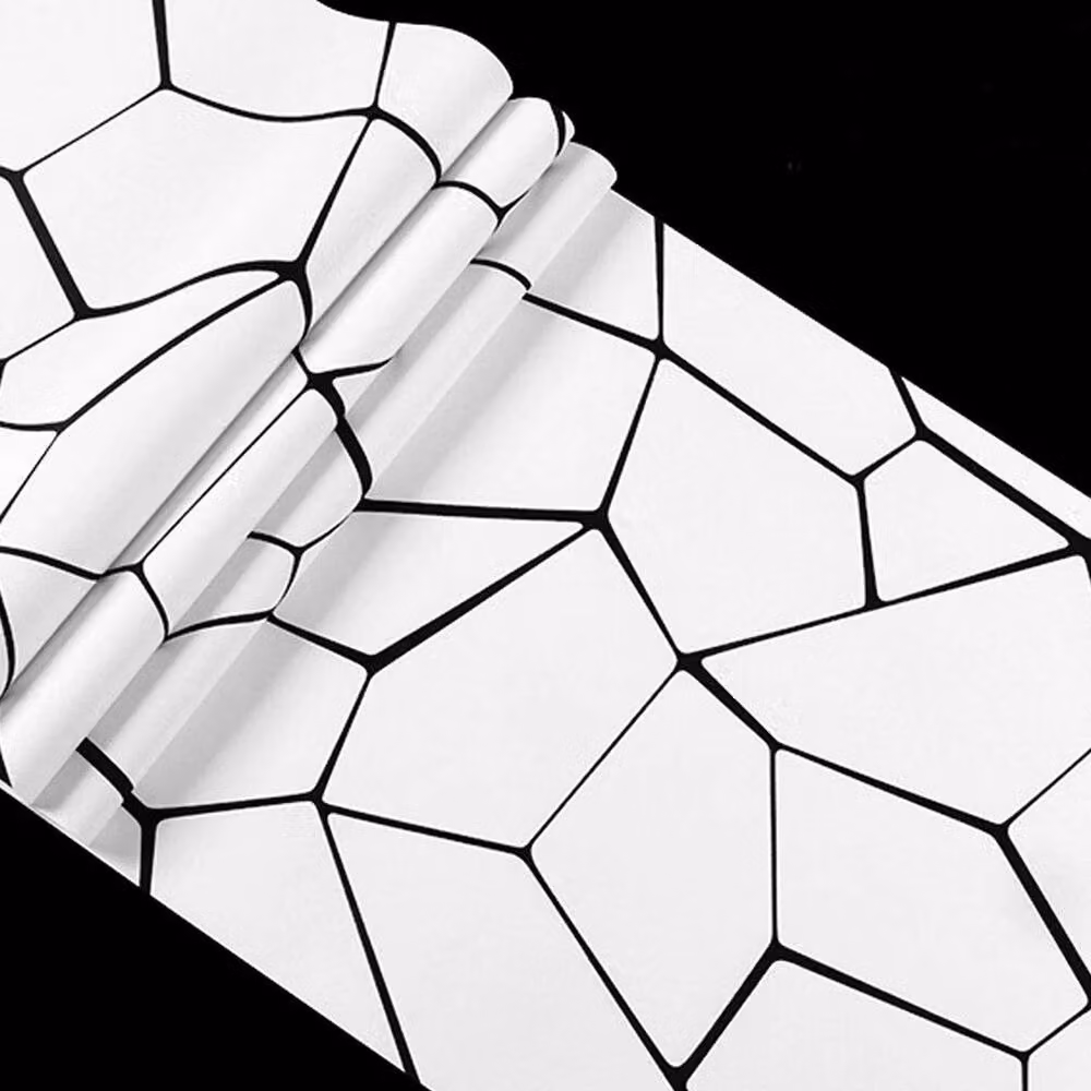 EONLION Black and White Geometric Abstract Non-woven Wallpaper, Width: 100 cm, Length: 9.5 m – 3