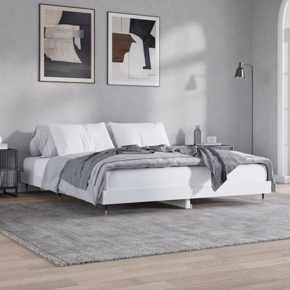 Berkfield Home Bed Frame in White, W/D/H: 200 x 200 x 20 cm – 2