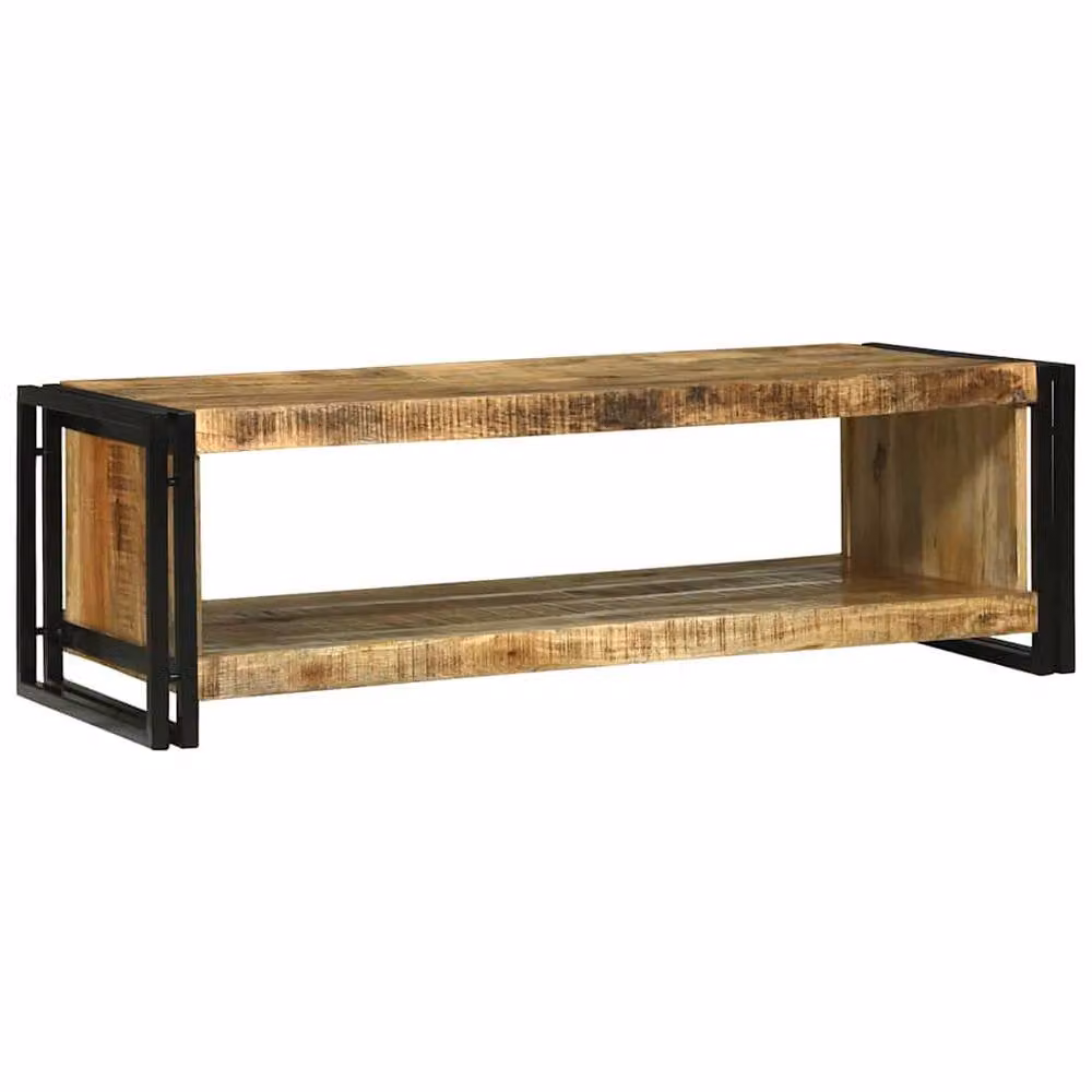 Berkfield Home Beautiful Coffee Table in Brown Solid Rough Mango Wood, W: 120 cm, D: 50 cm, H: 38 cm – 2