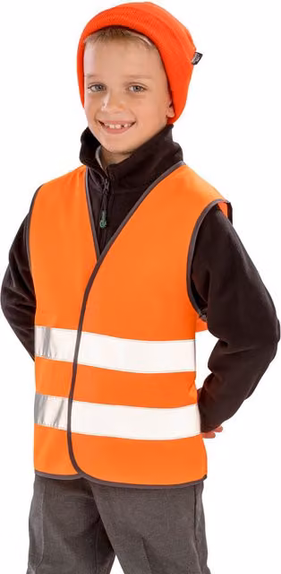 SAFE-GUARD Hi Vis Orange Childrens Safety Vest for Ages 10-12 Years