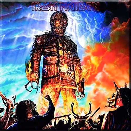 Iron Maiden Wicker Man Metal Fridge Magnet, Multicolour