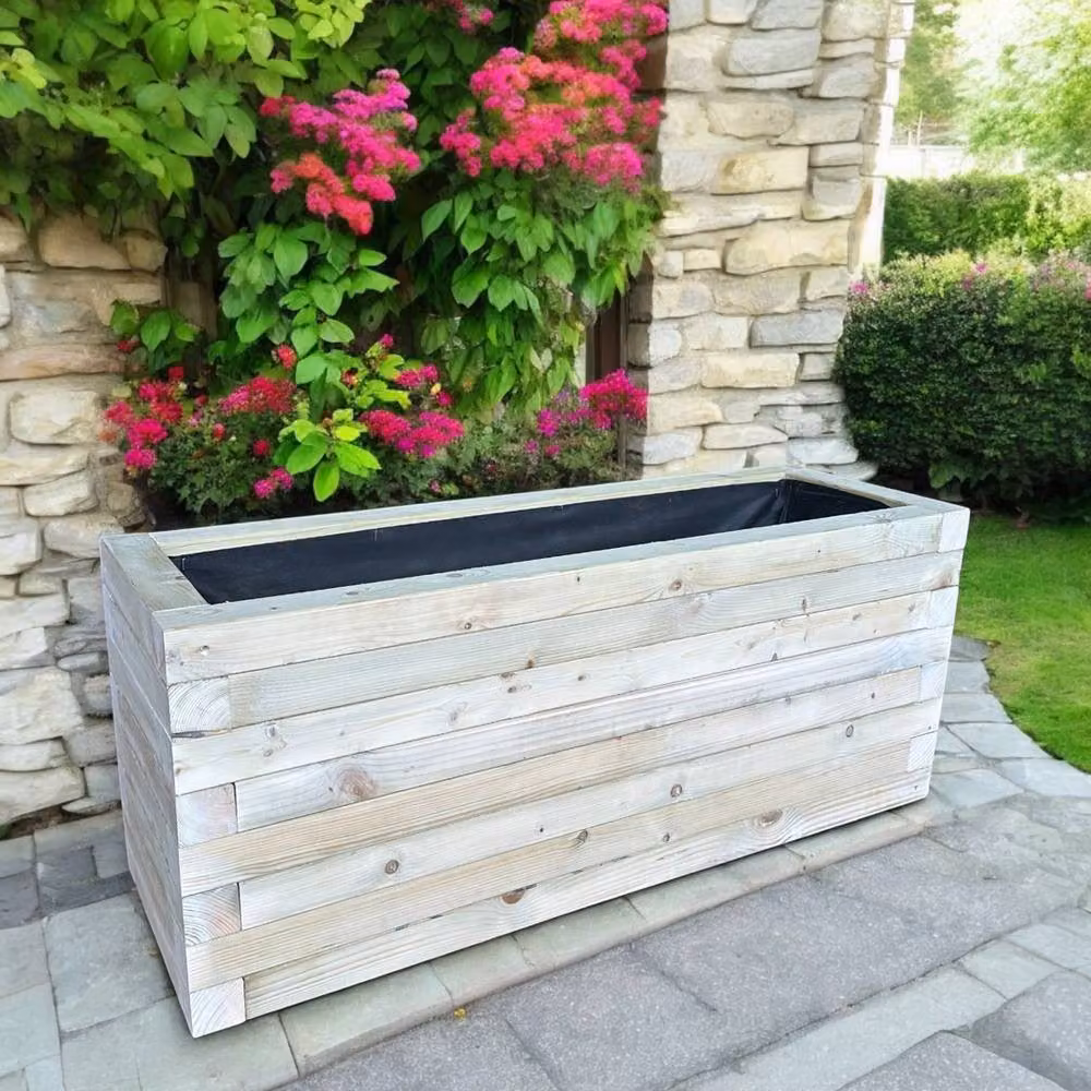 CW Bespoke Outdoor Norfolk Planter in Brown Wood, W: 40 cm, D: 120 cm, H: 80 cm – 2