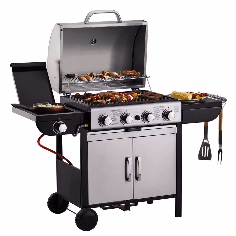 FLAVORA Blazebox Gas BBQ Grill in Grey with Side Burner and Warming Racks – 3