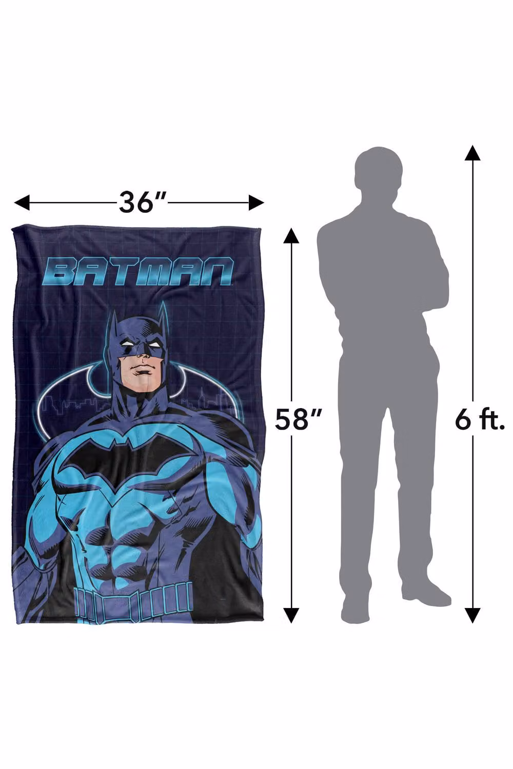 Warner Bros. Batman Bat Tech Super Soft Fluffy Polyester Throw Blanket in Blue and Multicolour, Large – 3