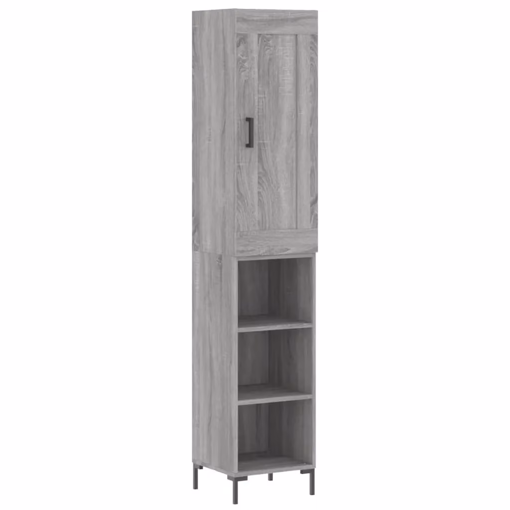Berkfield Home Grey Sonoma Highboard with Hinged Doors and Internal Shelves, W/D/H: 34.5 x 34.0 x 180.0 cm – 2