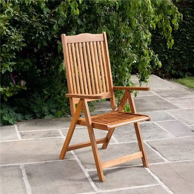 BillyOh Windsor Reclining Garden Chair in Brown Acacia Wood, Set of 2