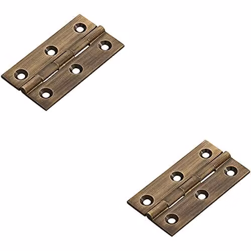 Loops Antique Brass Small Cupboard Door Cabinet Hinges, 2 Pairs, W/D/H: 64 x 35 x 2 mm
