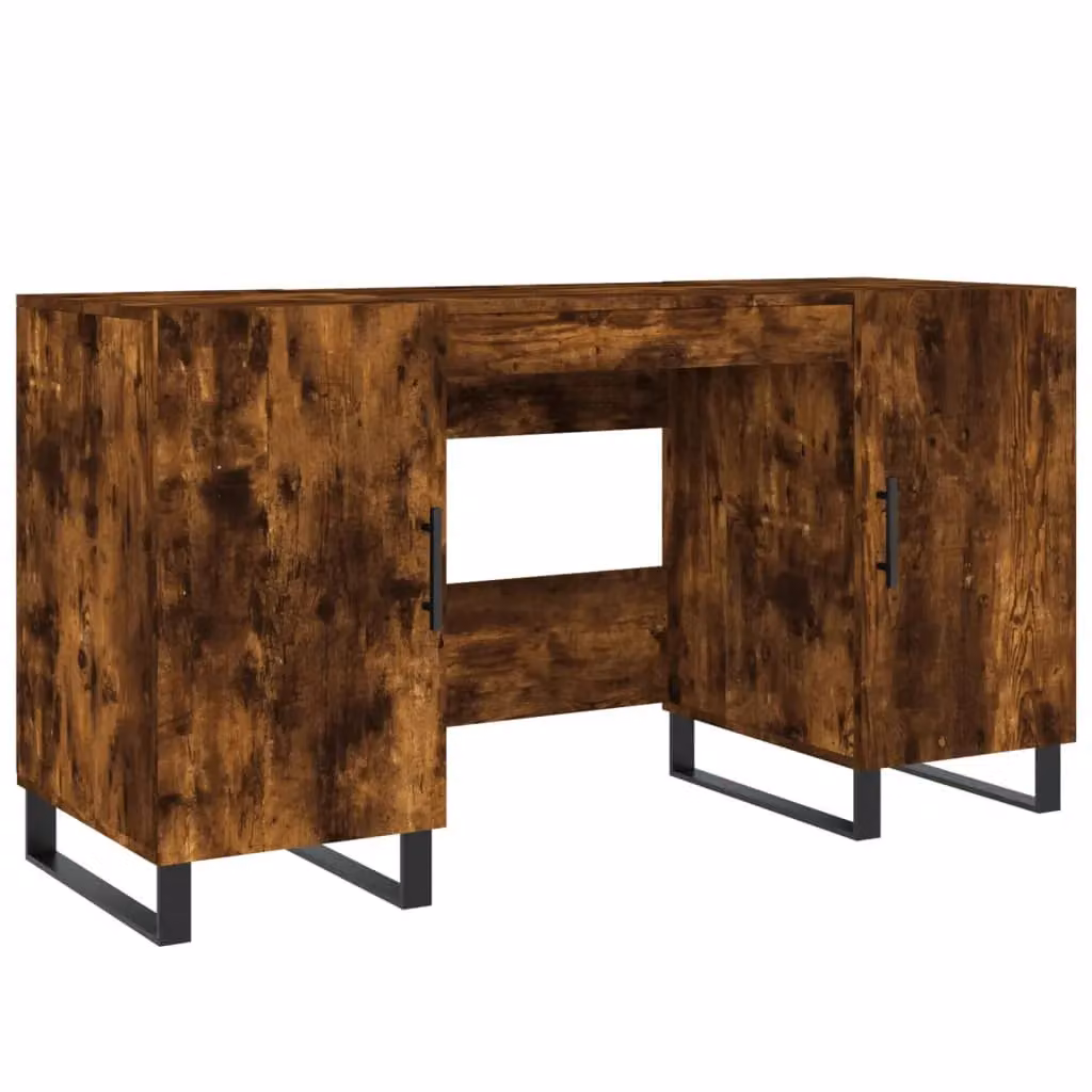 Berkfield Writing Desk in Smoked Oak and Brown, W/D/H: 140 x 50 x 75 cm – 2