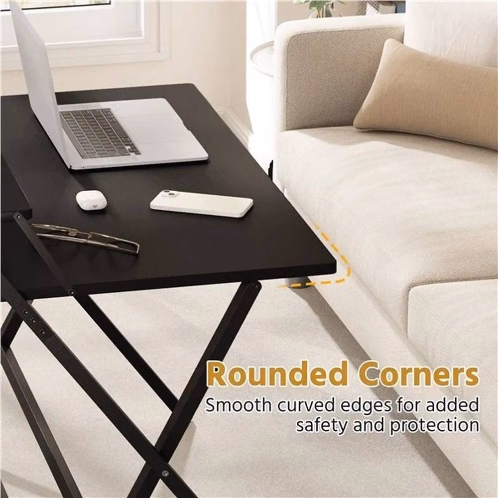 KORVIXA 2-Tier Foldable Computer Desk in Black, W/D/H: 60 x 60.5 x 74.5 cm – 4
