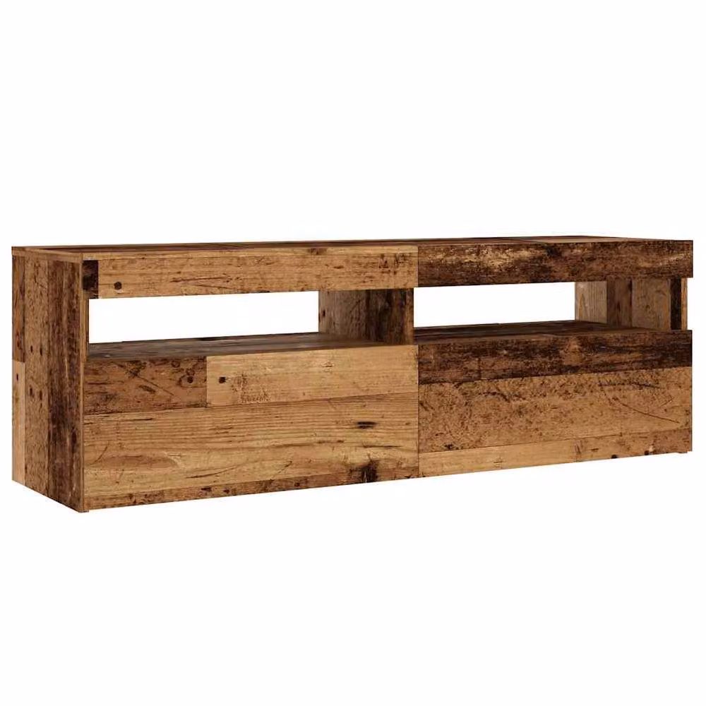 Berkfield Home TV Cabinet with LED Lights in Old Wood Brown, W/D/H: 120 x 35 x 40 cm – 6