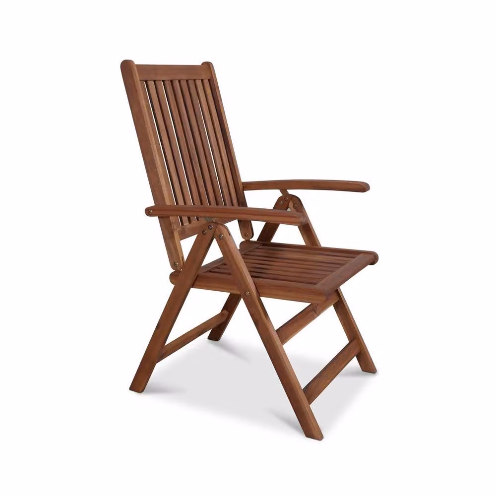 A-MIR Manhattan Recliner Armchair in Brown Acacia Hardwood, W: 56 cm, D: 67 cm, H: 105 cm – 2