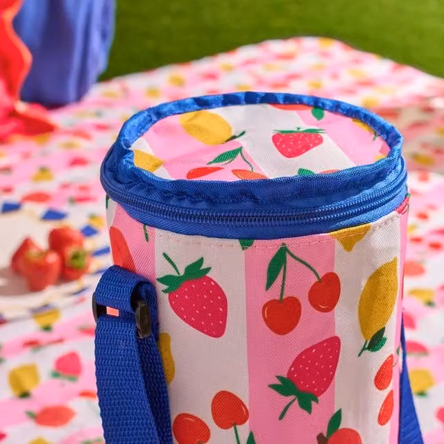 OHS Print Wine Bottle Cooler in Pink and Multicolour Fabric