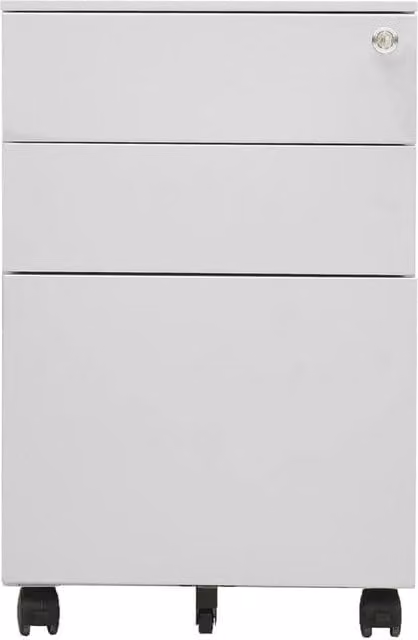 Berkfield Home Mobile File Cabinet in Light Grey Metal with Lock and Castors, W/D/H: 39 x 45 x 60 cm
