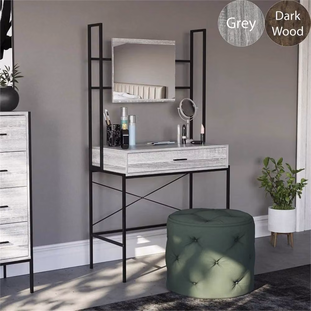PAWNORA Industrial Wooden Dressing Table in Grey – 4