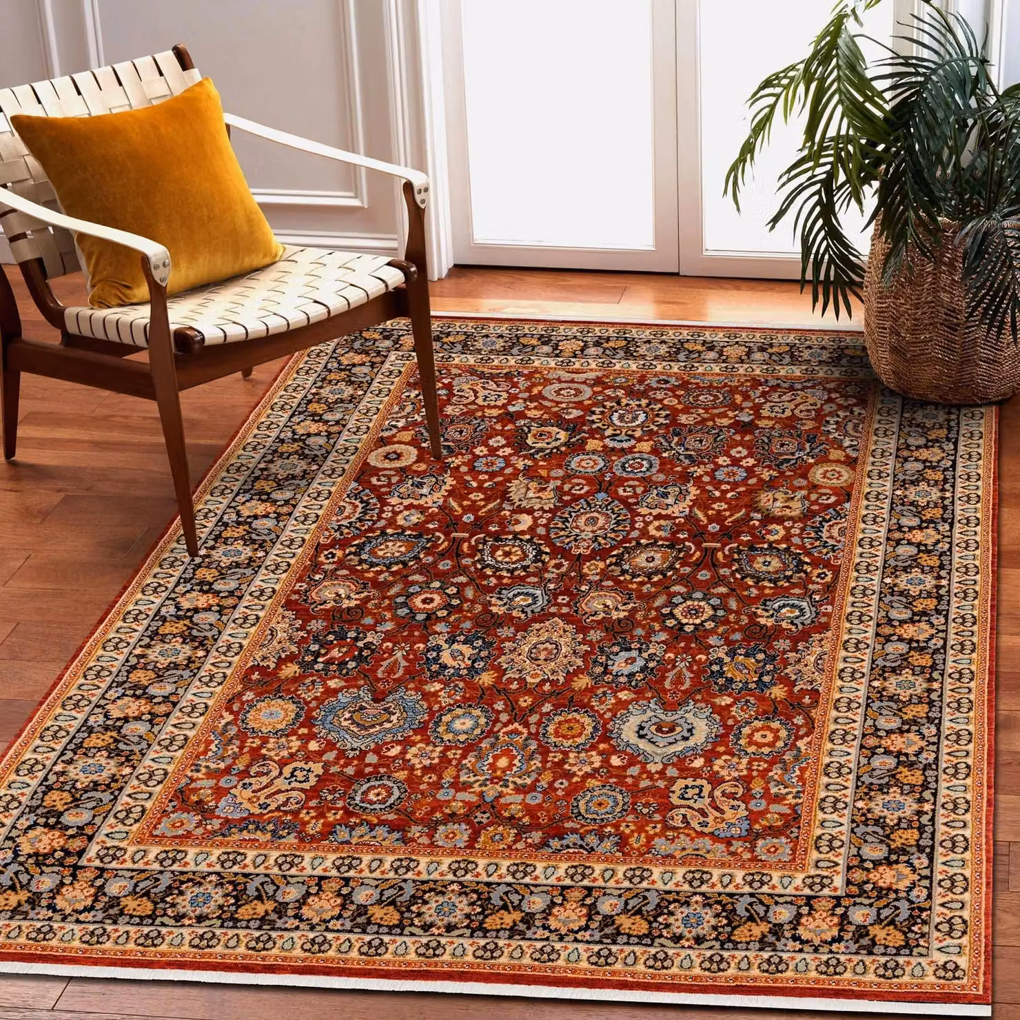 RugsX Red Oriental Wool Keshan Rug, W: 160 cm, D: 230 cm – 3