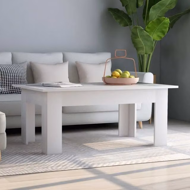 Berkfield Home White Rectangular Coffee Table in Engineered Wood W/D/H: 100 x 60 x 42 cm – 1