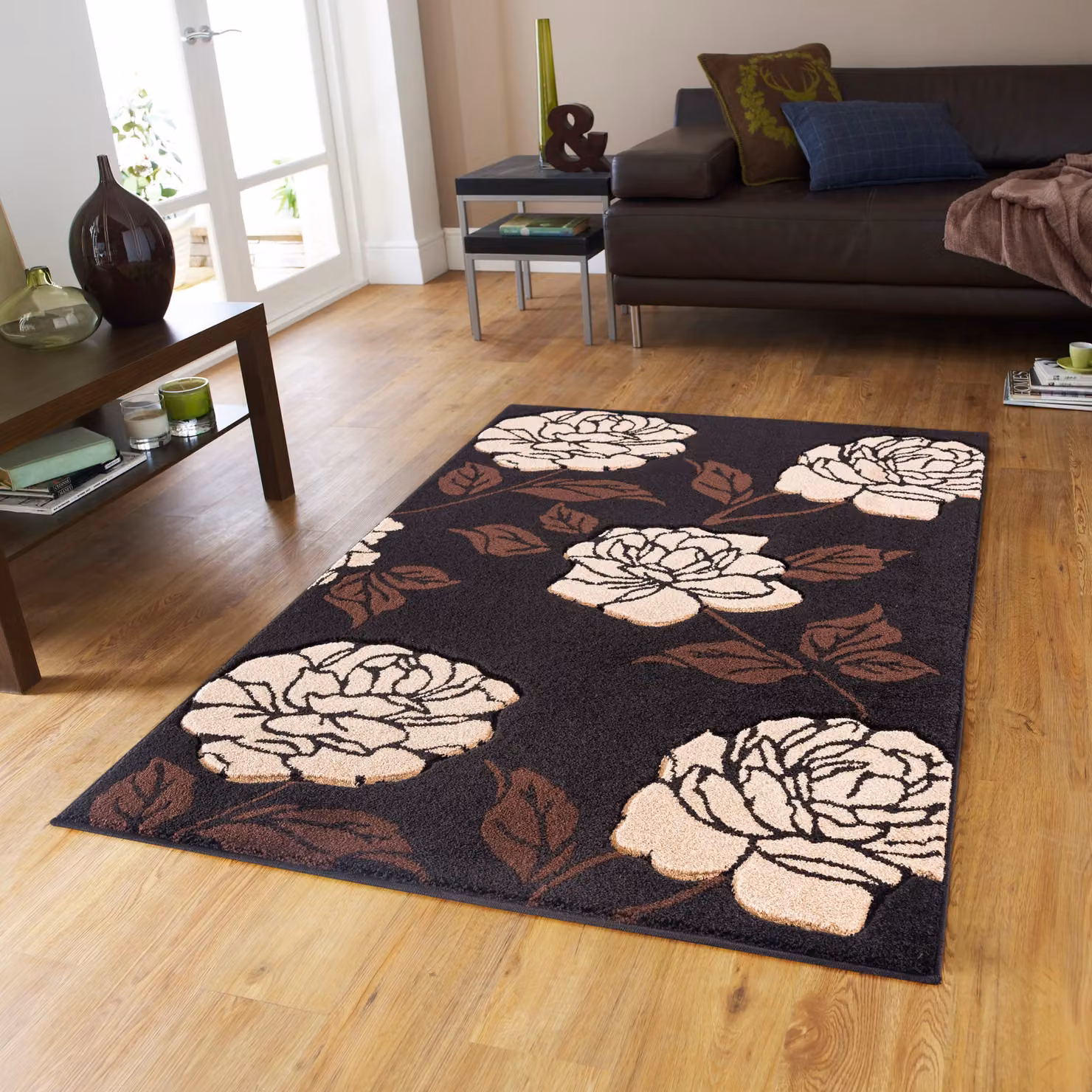 Smart Living Floriana Modern Hand Carved Area Rug, Multicolour and Black, W: 60 cm, L: 220 cm – 2