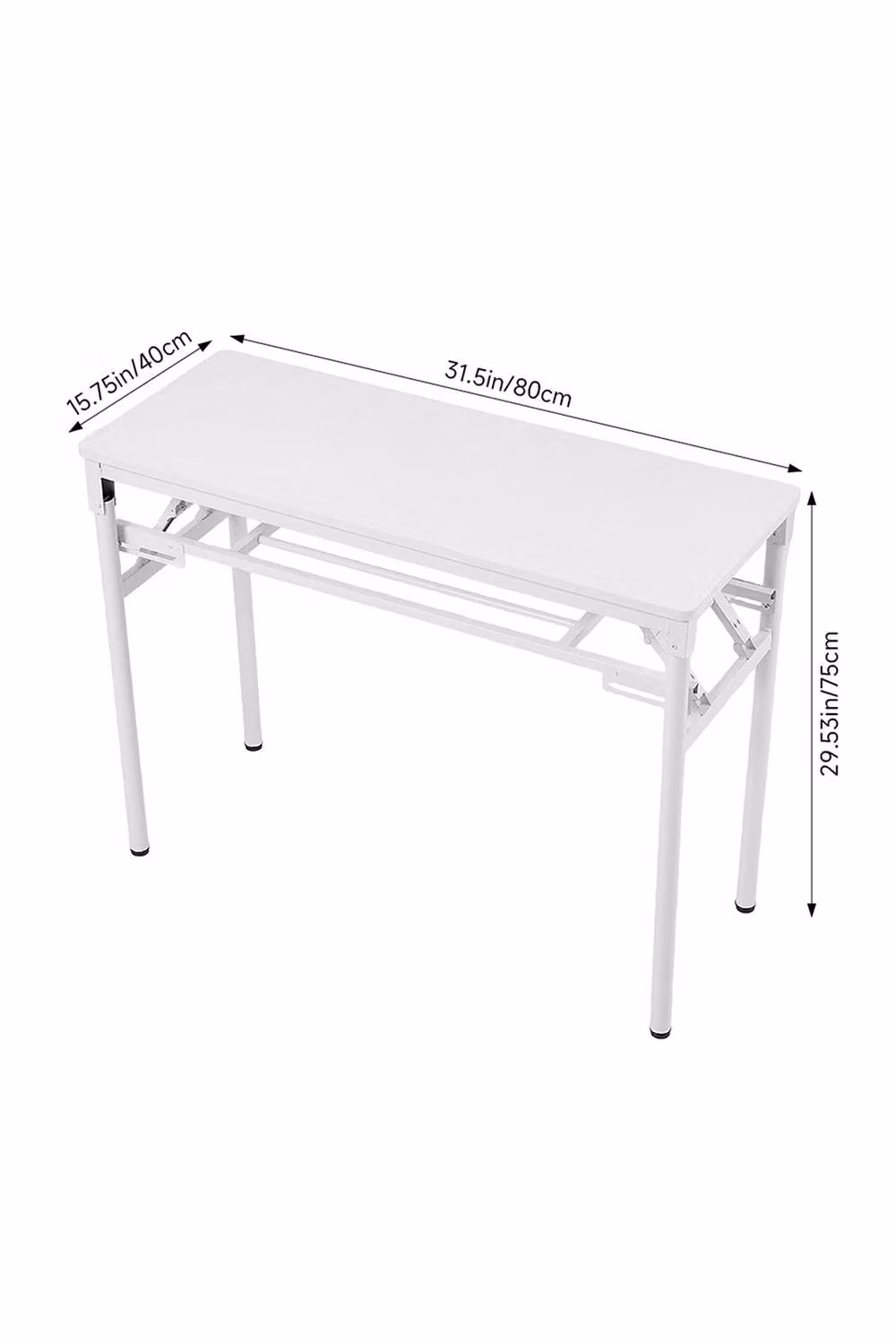 Living and Home White Foldable 2-Tier Computer Desk with Adjustable Foot Pads, W: 80 cm, D: 40 cm – 2
