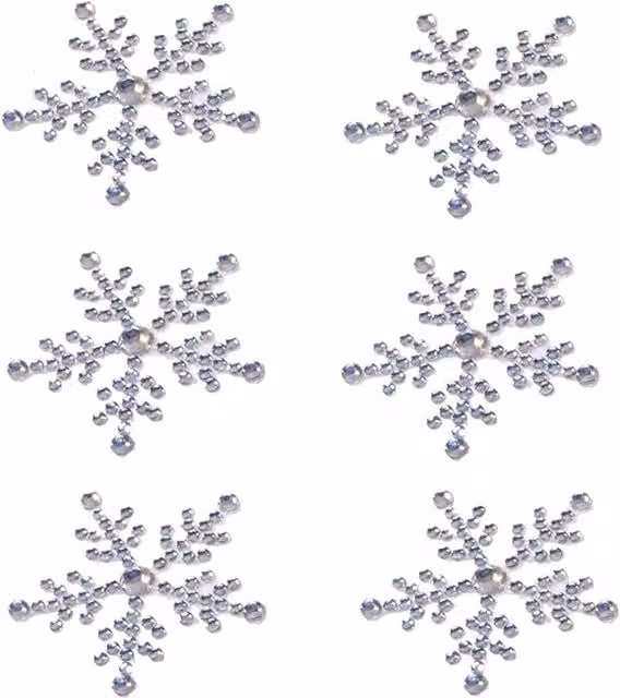 Syntego Pack of 6 Small Silver Snowflake Resin Stickers