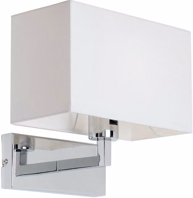 Loops Dimmable LED Wall Light in Chrome and White with Fabric Shade