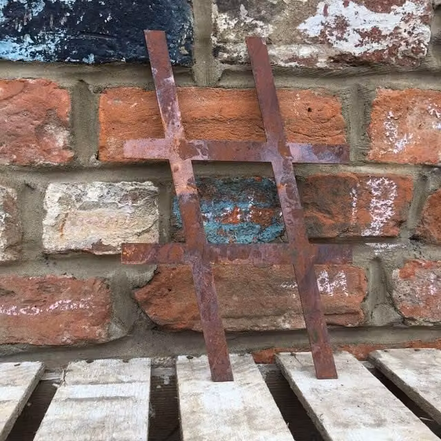 RW Norfolk Personalised Rusted Metal Hashtag Wall Plaque, Brown, W/D/H: 30.48 x 30.48 x 30.48 cm