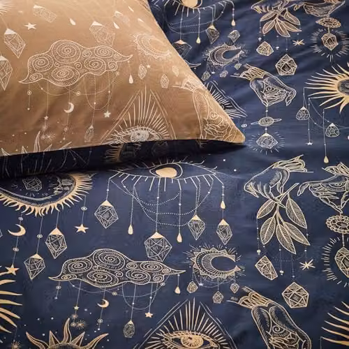 Riva Home Constellation Reversible Polycotton Duvet Cover and Pillowcase Set in Gold, Blue and Bronze, W: 180 cm, L: 200 cm – 3