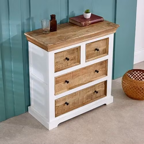 Adorable Lifestyle Alfie 4 Chest of Drawers in Brown Mango Wood W80 x D35 x H80 cm – 2