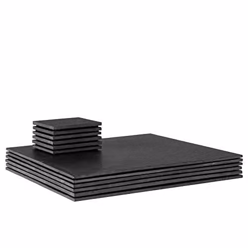 Argon Tableware Square Slate Placemats and Coasters, 12 Piece Set, Black or Grey, 33 cm – 1