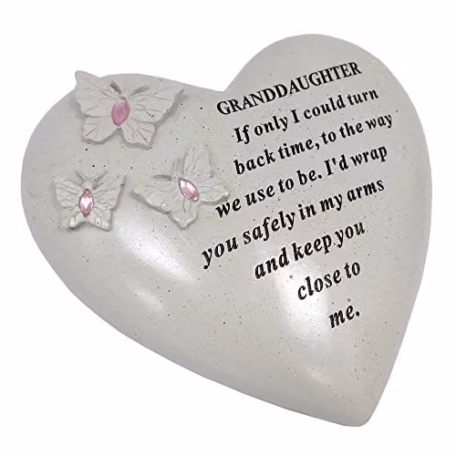 David Fischhoff Granddaughter Memorial Heart Ornament in Pink, Beige and White