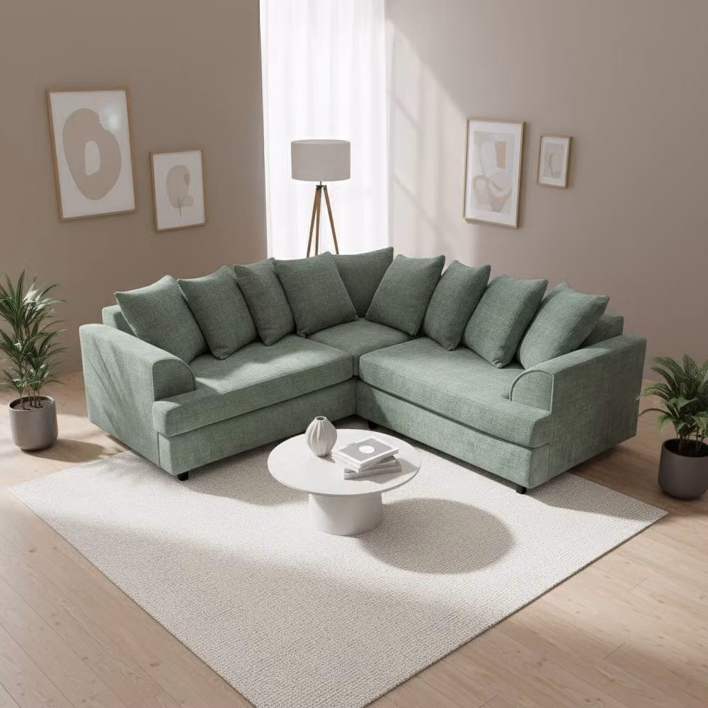 Abakus Direct Ferguson Chenille Left-Facing Corner Sofa in Dark Green – 2