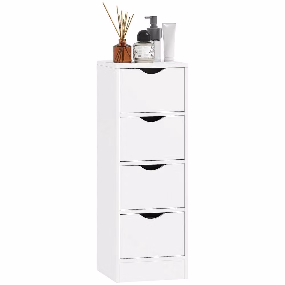 FORGEVIO Modern Narrow Freestanding Bathroom Cabinet with 4 Drawers, White – 2