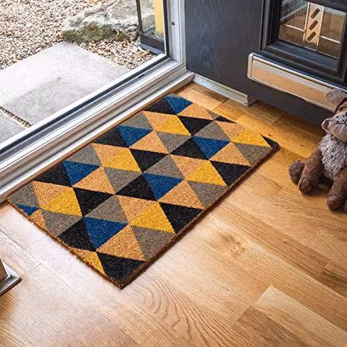 Nicola Spring Geometric Coir Door Mat, Multicolour, W: 60 cm, D: 40 cm – 2