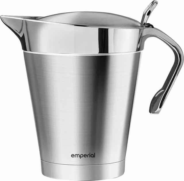 Emperial Stainless Steel Drip Free Gravy Jug with Lid, Silver