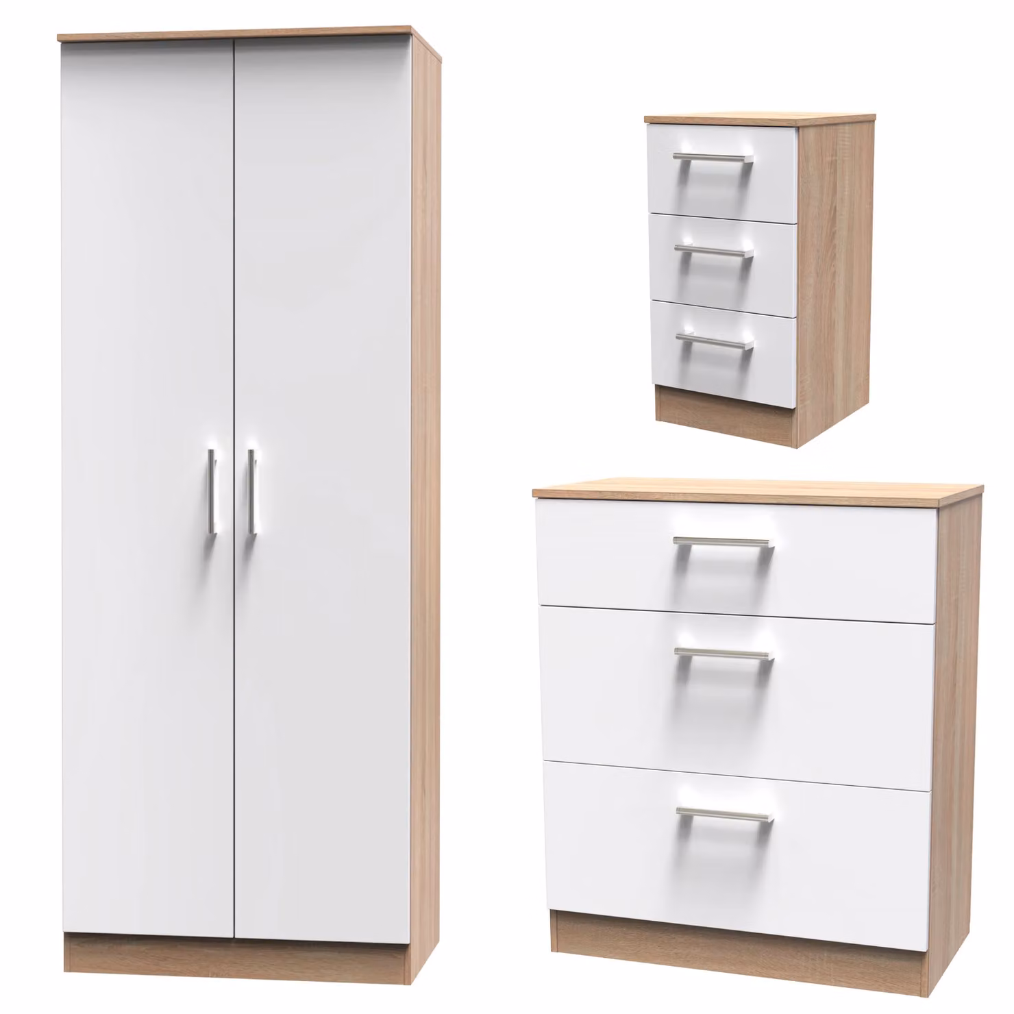 Swift Devon 3 Piece Bedroom Set in White Matt and Bardolino Oak – 2