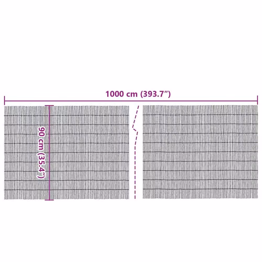 Berkfield Woven Reed Garden Fence Mat in Brown, W: 1000 cm, H: 90 cm – 4