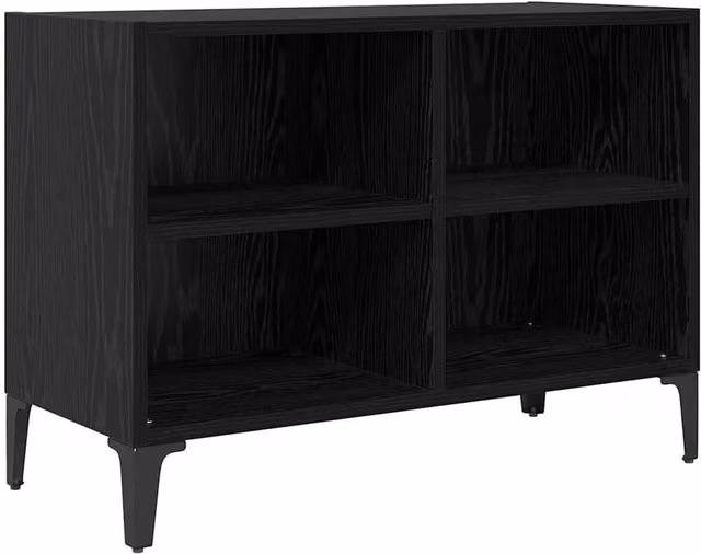 Berkfield Modern Black Oak Home Entertainment Centre in Matt MDF and Wood – 1