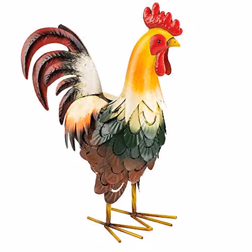 Garden Gear Metal Cockerel Ornament, Multicolour Bird Statue for Gardens, Height: 46.5 cm – 2