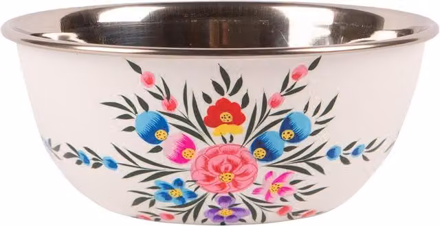 Billy Can Floral Cotton Pansy Stainless Steel Cereal Bowl in White, Diameter: 18.5 cm – 3