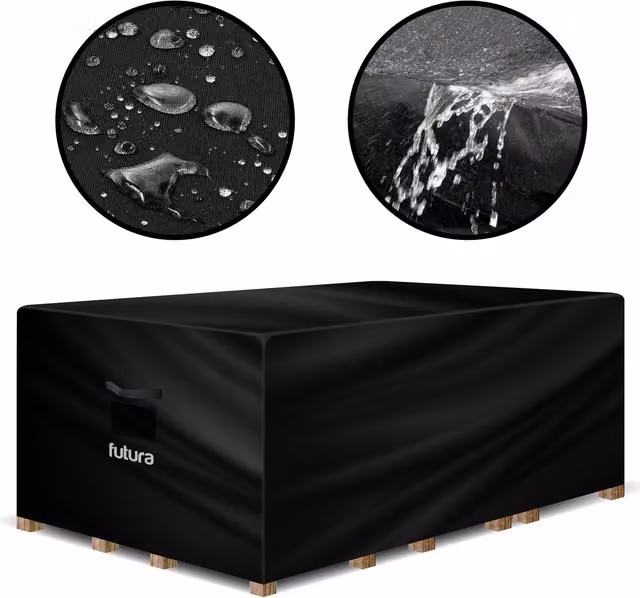 Futura Waterproof Black Polyester Garden Furniture Cover with Elastic Band, W: 300 cm
