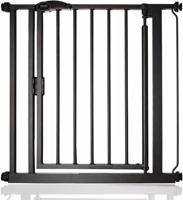 Bettacare Auto Close Stair Gate in Matt Black, Extendable and No-Drill Swing Door, Width: 75 cm - 82 cm