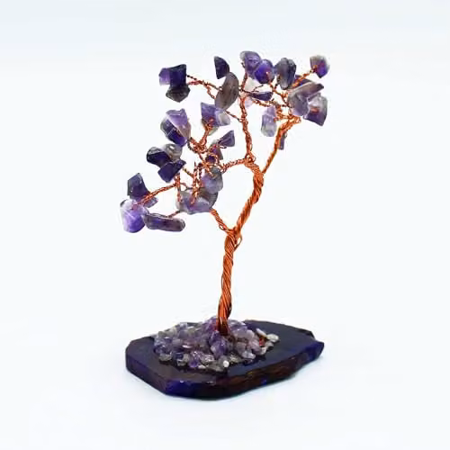 KDMD Amethyst Gemstone Bonsai Tree with Natural Agate Base, Purple Crystal Decor with 35 Stones – 2