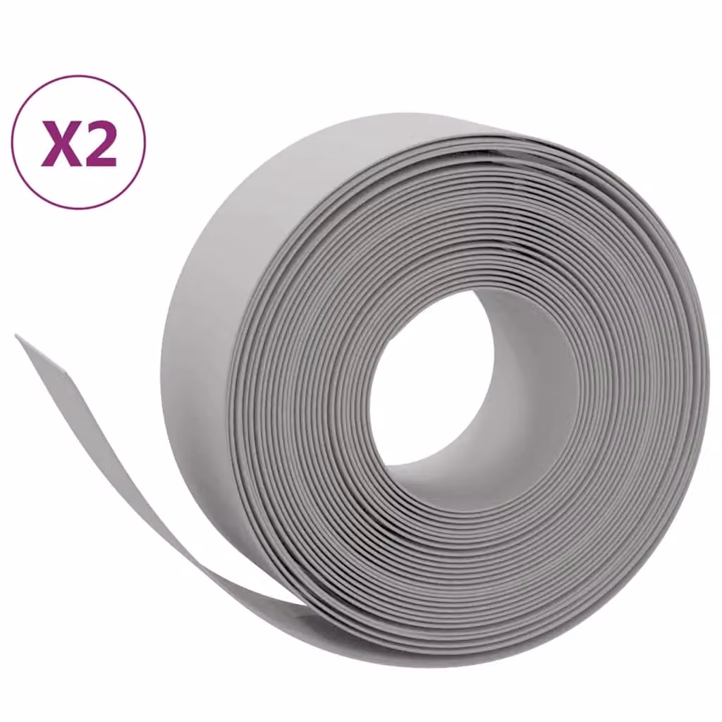 Berkfield Home Garden Edgings, 2 Pack, Grey Polyethylene, 10 m Length, 20 cm Height – 2
