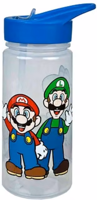 Scooli Super Mario Aero Water Bottle, 500 ml, White, Blue and Transparent