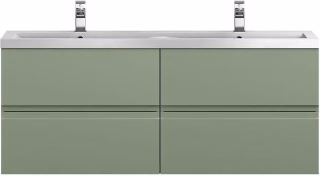 Balterley Mavesyn 4 Drawer Wall Hung Vanity Basin Unit, Satin Green, W: 120 cm