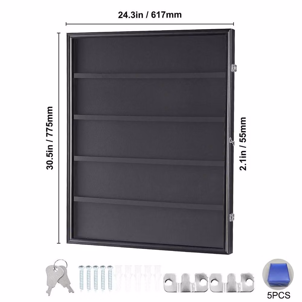 Ventryn Lockable UV Protection Graded Sports Card Display Case, Black, W: 77.5 cm, H: 77 cm, D: 62.2 cm – 2