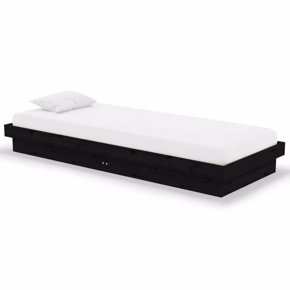 Berkfield Home Beautiful Small Single Bed Frame in Black Solid Pine Wood, W/D/H: 75 x 190 x 21 cm – 3
