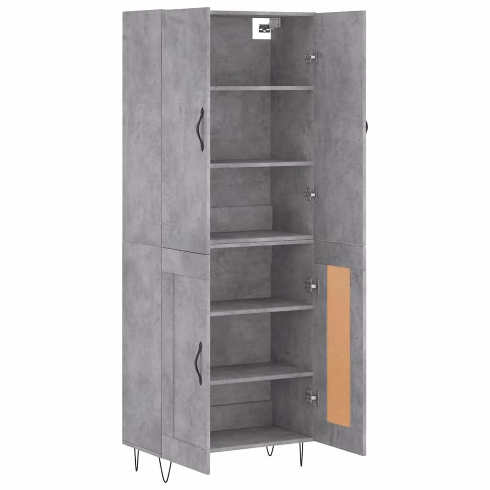 Berkfield Home Highboard in Concrete Grey, W/D/H: 69.5 x 34 x 180 cm – 3