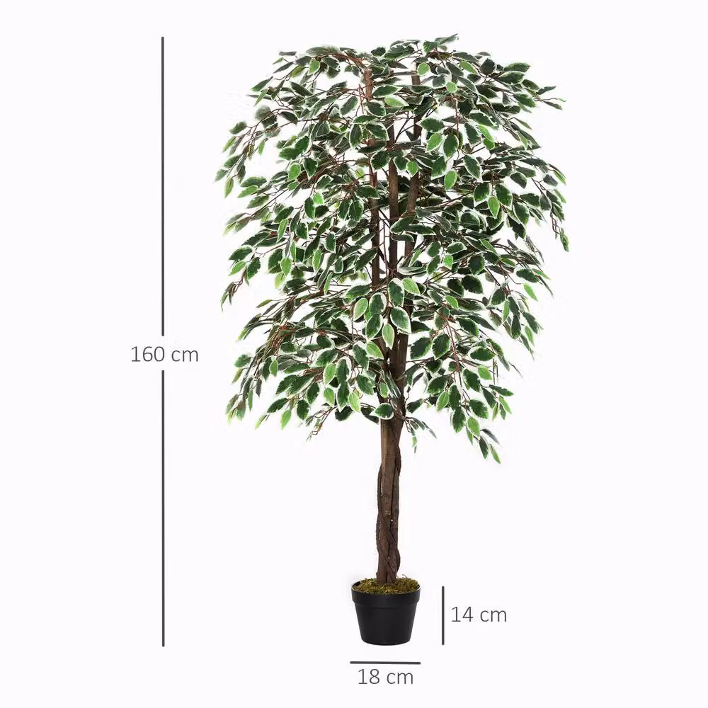 STILVORA Artificial Ficus Tree in Green, Height: 160 cm – 2